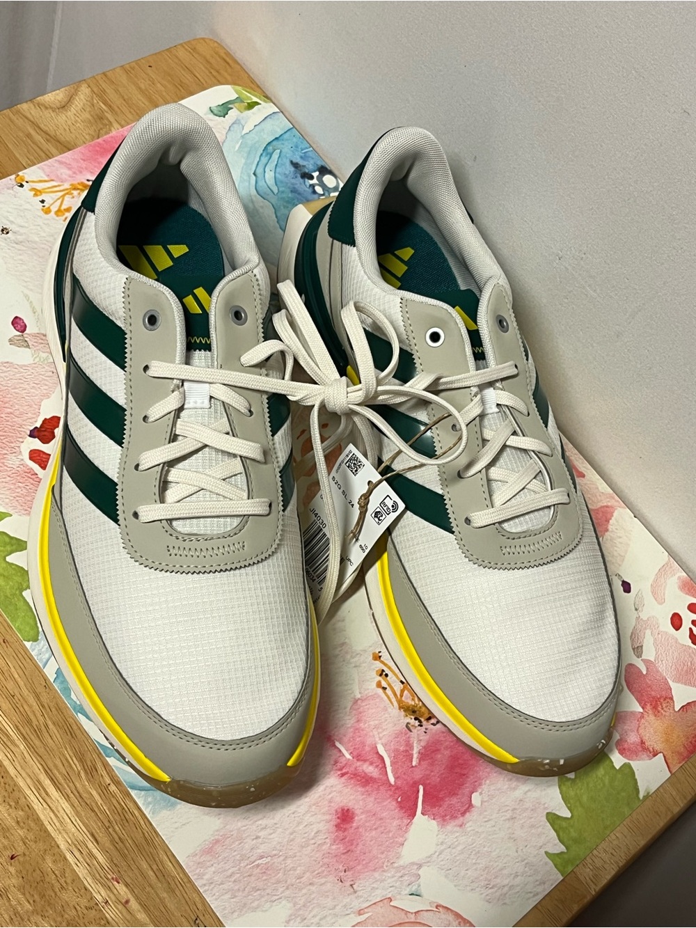 Adidas S2G SL 24 Golf Shoes Men’s 10.5 White Green Yellow Spikeless NWT - Picture 3 of 12